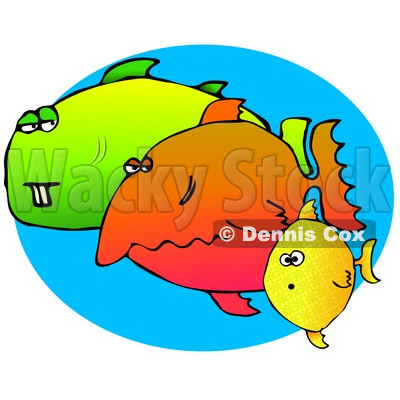 Weird Group Of Diverse Fish Swimming In The Sea Clipart Graphic