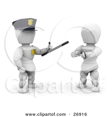 White Character Police Officer Holding A Monadnock Control B    By Kj