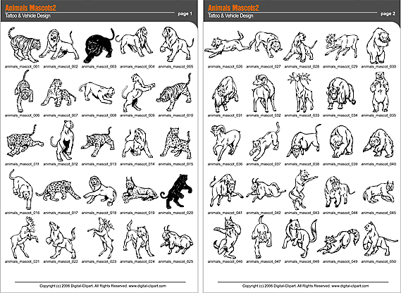 Animal Mascots  Pdf   Catalog  Cuttable Vector Clipart In Eps And Ai    