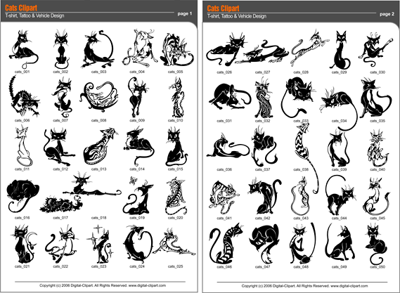 Cats Clipart  Pdf   Catalog  Cuttable Vector Clipart In Eps And Ai    