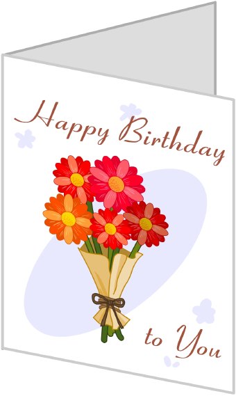 Clip Art Of A Birthday Card With Happy Birthday To You Message And A
