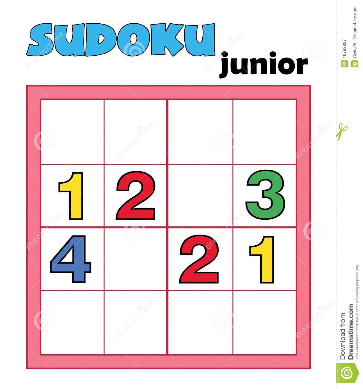 Digital Illustration Of Sudoku For Children  You Put The 4 Elements In