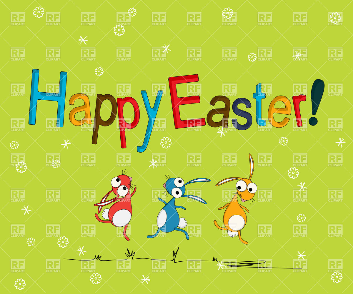 Easter Greeting Card With Funny Rabbits 27991 Download Royalty Free
