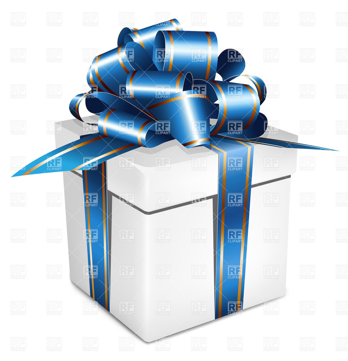 Gift Box With Blue Ribbon And Bow 5358 Holiday Download Royalty