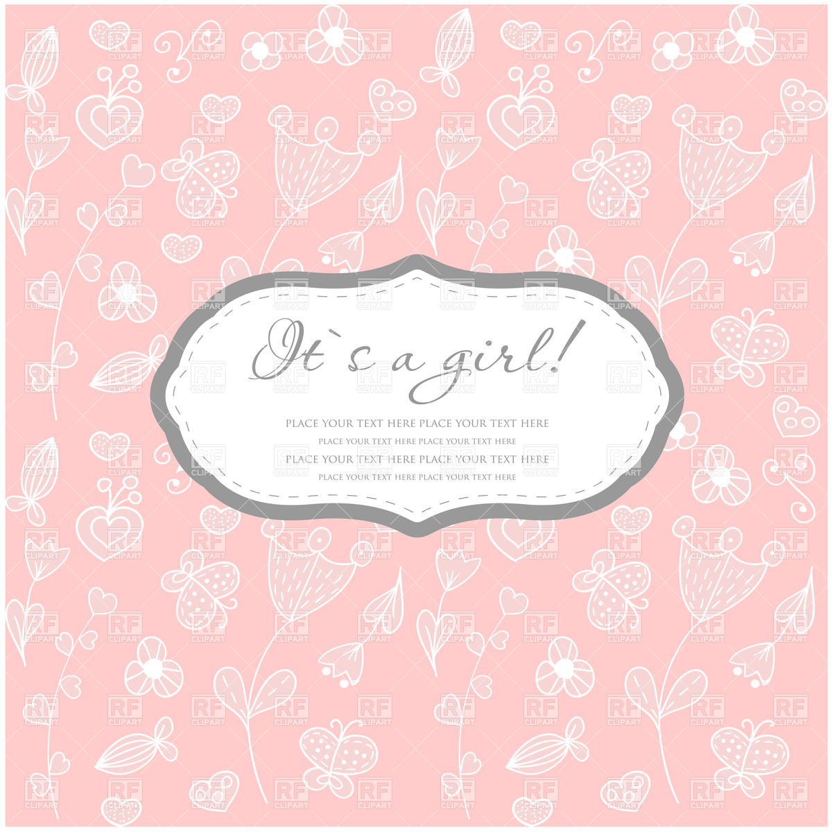 Greeting Card With Card On Pink Floral Background 21357 Borders And