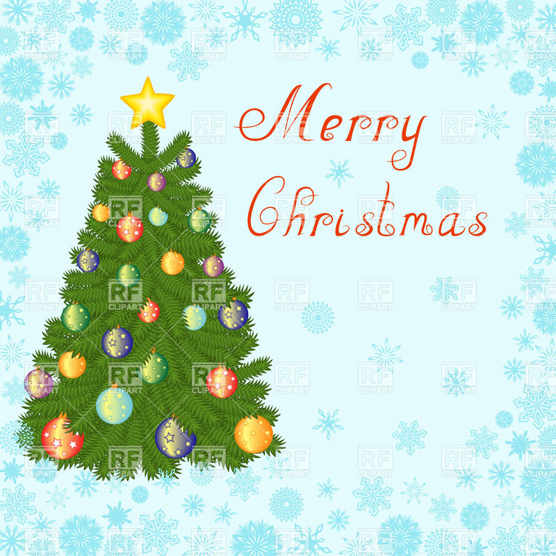 Greeting Card With Decorated Christmas Tree Holiday Download Royalty