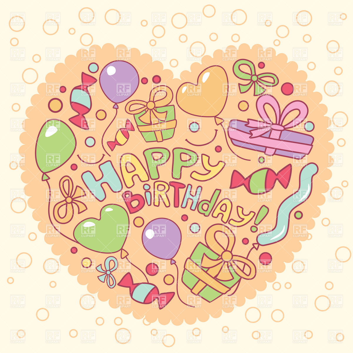 Happy Birthday   Greeting Card With Gifts And Balloons 19989 Holiday