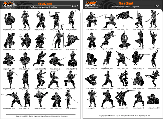 Ninja Clipart  Pdf Catalog  Cuttable Vector Clipart In Eps And Ai    