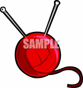 Red Ball Of Yarn With Knitting Needles   Royalty Free Clipart Picture