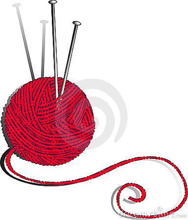 Red Ball Of Yarn With Two Knitting Needles Stuck Into It