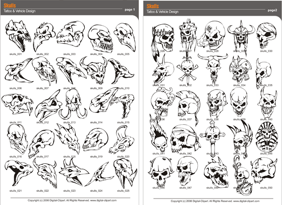 Skulls Clipart  Pdf   Catalog  Cuttable Vector Clipart In Eps And Ai    