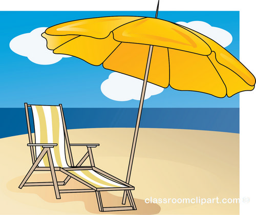 Summer   Lounge Chair Umbrella Beach   Classroom Clipart