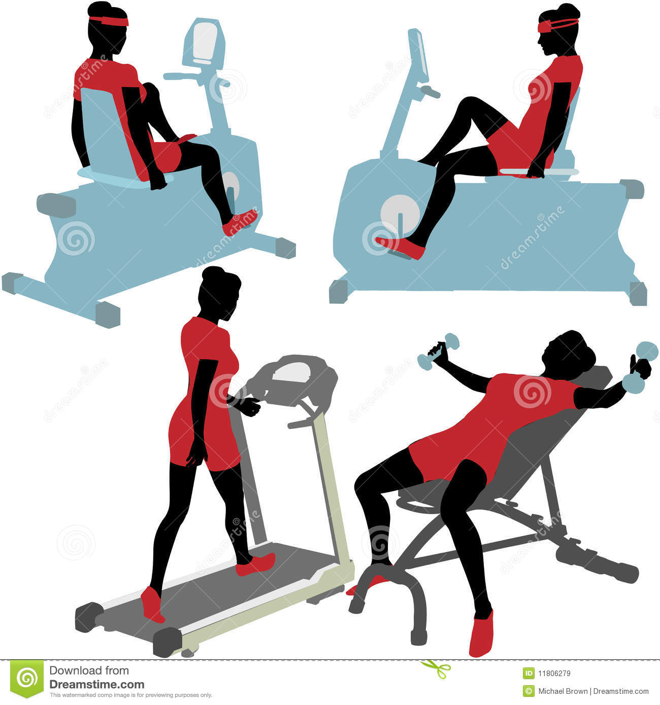 Women On Gym Fitness Exercise Machines Royalty Free Stock Images
