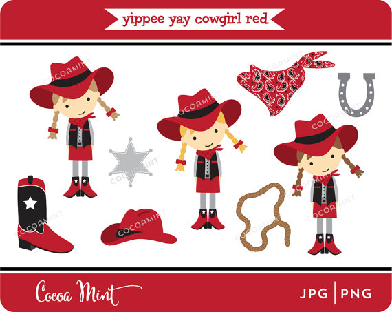 Yippee Yay Cowgirl Red Clip Art