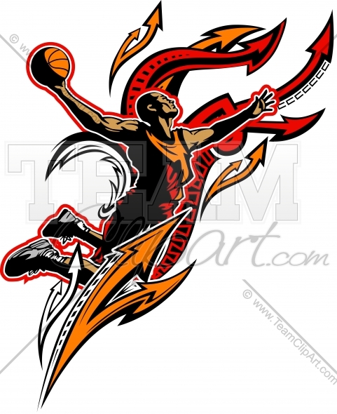 Basketball Dunk Clipart   Basketball Player Dunking Ball Vector