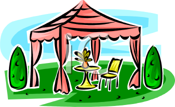 Canopy Shade In A Backyard   Royalty Free Clip Art Illustration