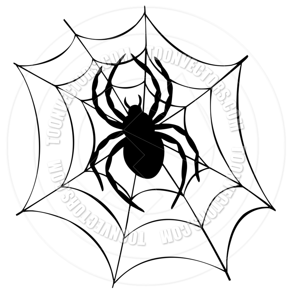 Cartoon Silhouette Of Spider In Web By Clairev   Toon Vectors Eps    