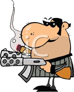 Clipart Image  A Gang Member With Automatic Weapons And A Cigar