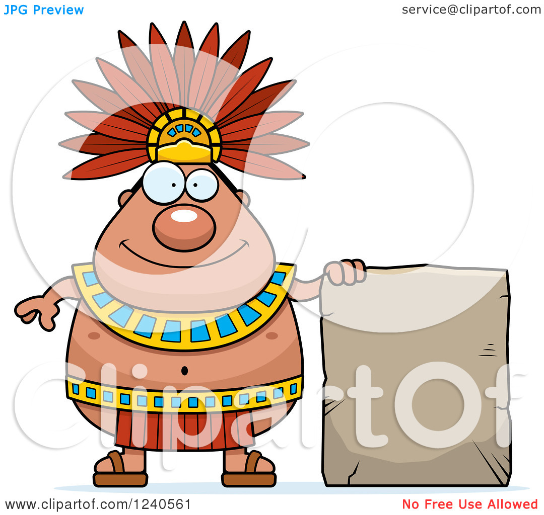Clipart Of A Happy Aztec Chief King   Royalty Free Vector Illustration