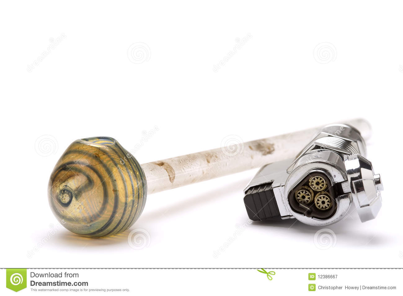 Crack Crystal Meth Pipe And Lighter Royalty Free Stock Photography