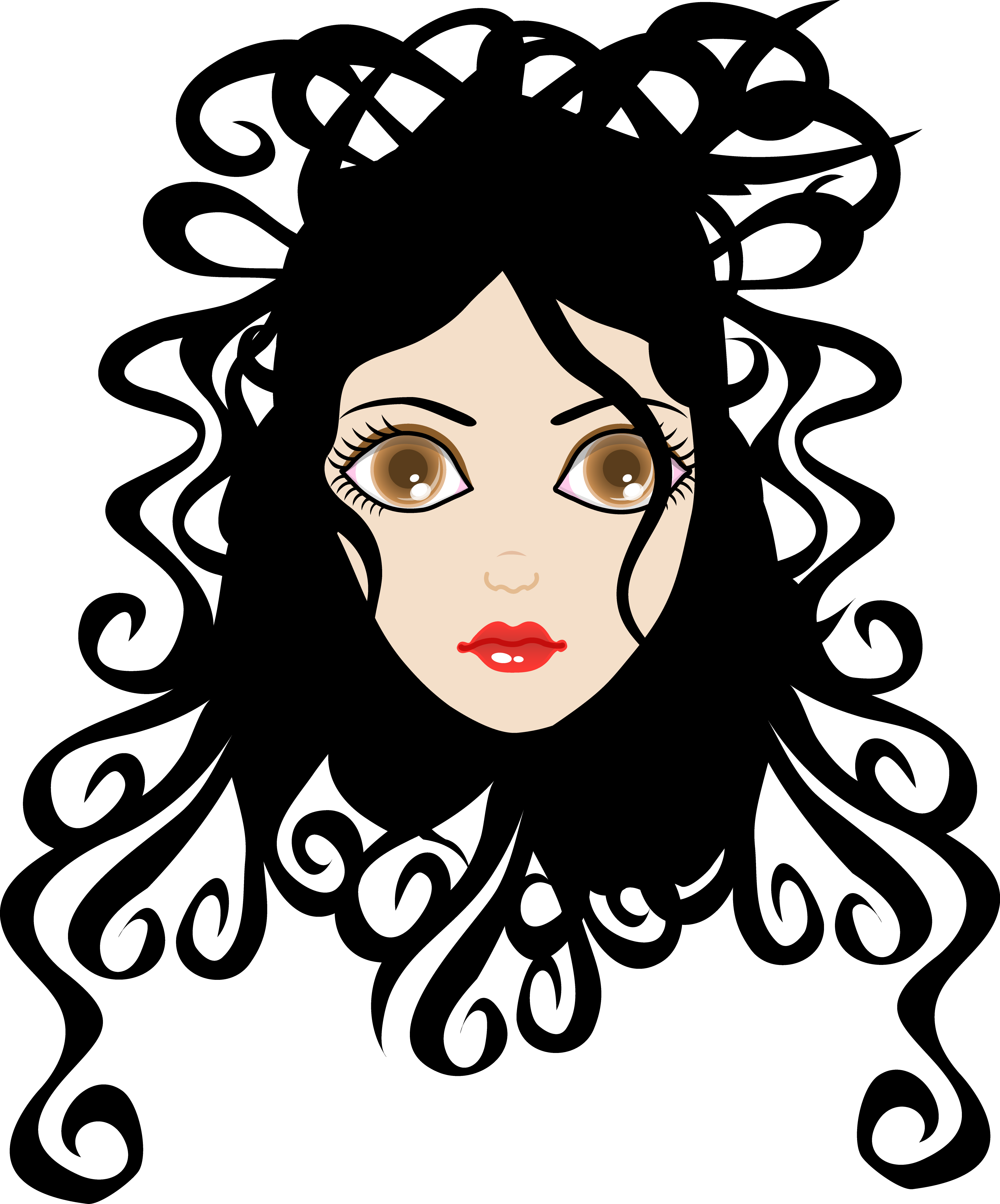 Curl Clipart Girl Curly Black Hair Png