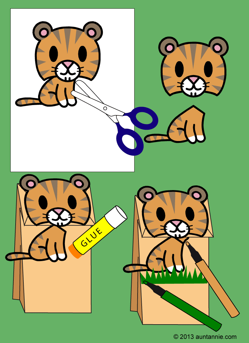 Easy To Make Clip Art Bag Puppets   Friday Fun Craft Projects   Aunt