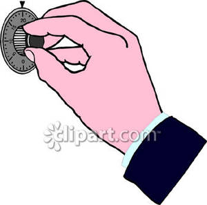 Hand Turning Lock Dial   Royalty Free Clipart Picture