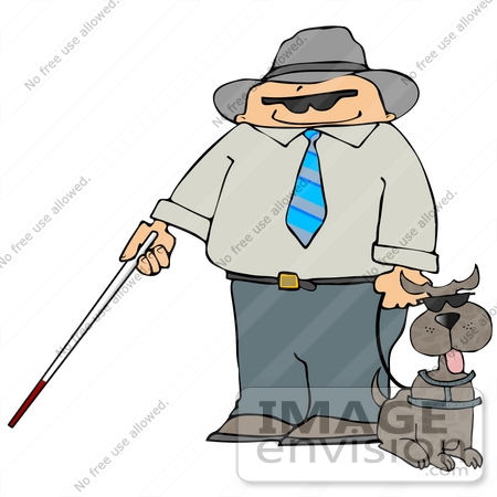Royalty Free People Clipart Of A Blind Man With A Cane Holding The