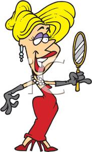 Vain Woman Looking In The Mirror   Royalty Free Clipart Picture