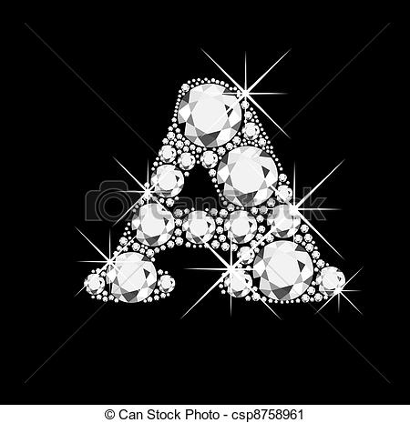 Vector Clip Art Of A Letter With Diamonds Bling Bling Csp8758961