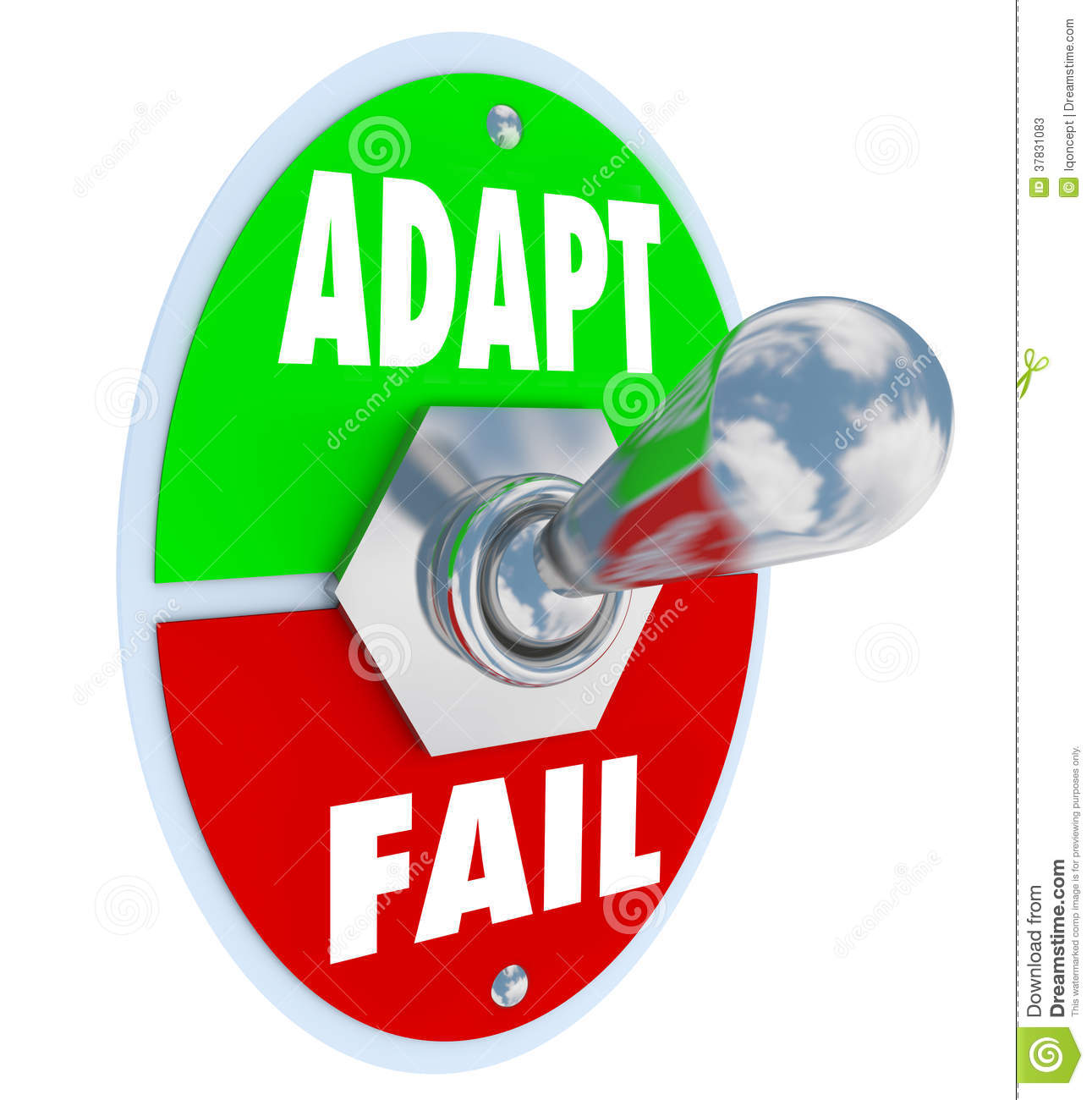 Adapt Vs Fail Words On A Toggle Switch Lever To Illustrate Changing