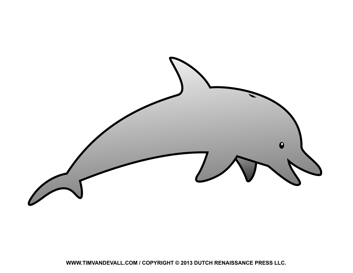 Free Dolphin Clipart Printable Coloring Pages Outline   Silhouette