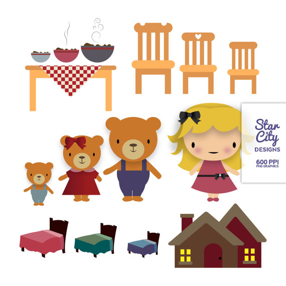 Goldilocks And The Three Bears Clip Art  Clipart Vector Art Graphics