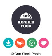 Kosher Food Product Sign Icon Natural Food   100 Kosher Food