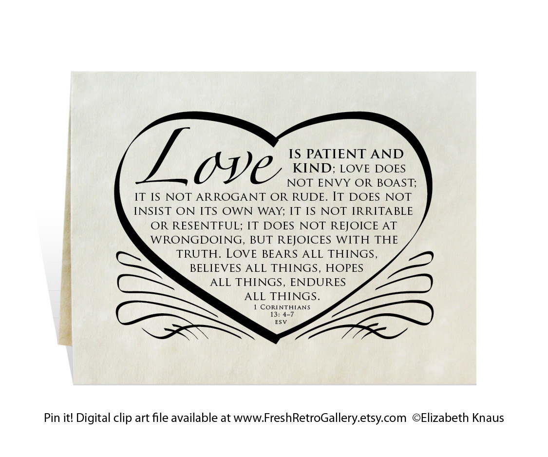 Love Is Patient And Kind Bible Verse For Wedding Or Home Decor