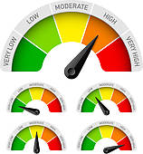 Low Moderate High   Rating Meter   Royalty Free Clip Art