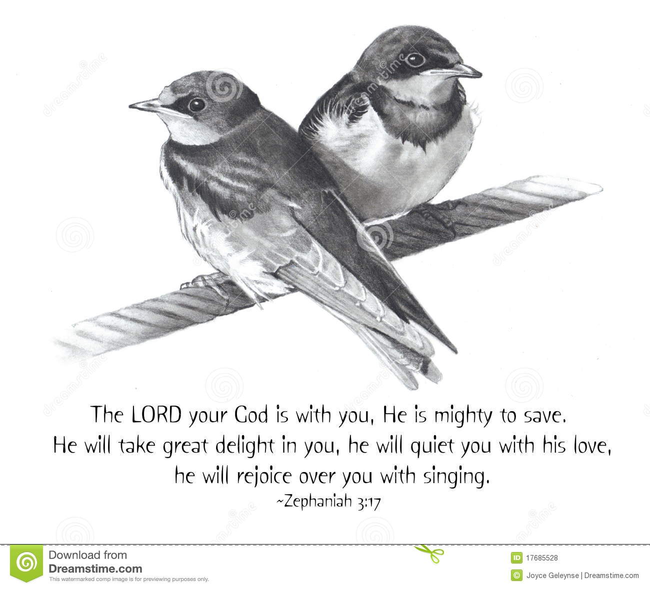 Pencil Drawing Of Birds With Bible Verse Royalty Free Stock Photos