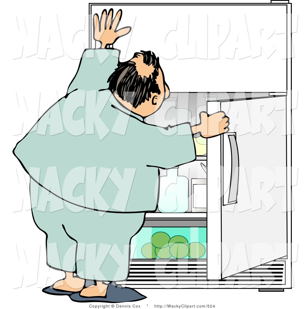 Preview  Clipart Of A Humorous Obese Man Looking For Something To Eat