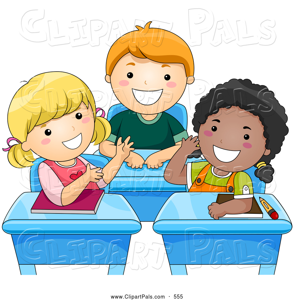 Preview  Pal Clipart Of A Trio Of Diverse School Kids Talking At Their