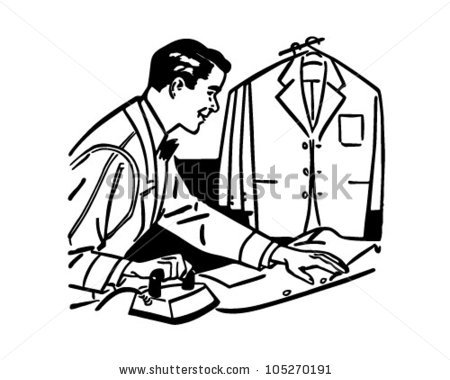 Tailor Clipart Stock Vector Man Ironing Retro Clipart Illustration