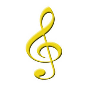   This Is A Free Music Clipart Image Of A Yellow Treble Clef    