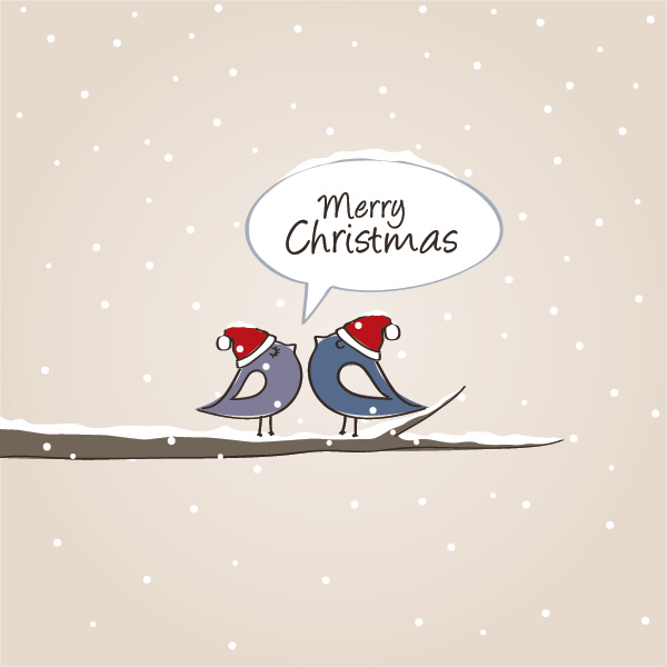 Christmas Birds Vector Graphic   Merry Christmas Snowflakes Santa