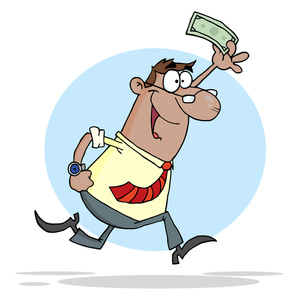 Clip Art Illustration Of A Man Running With Money In His Hand 0521
