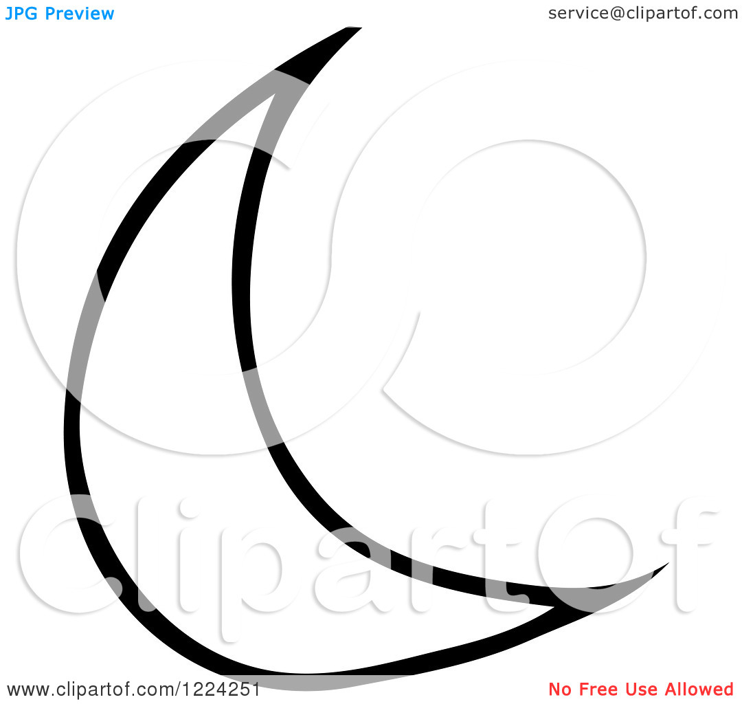 Clipart Of A Black And White Crescent Moon   Royalty Free Vector