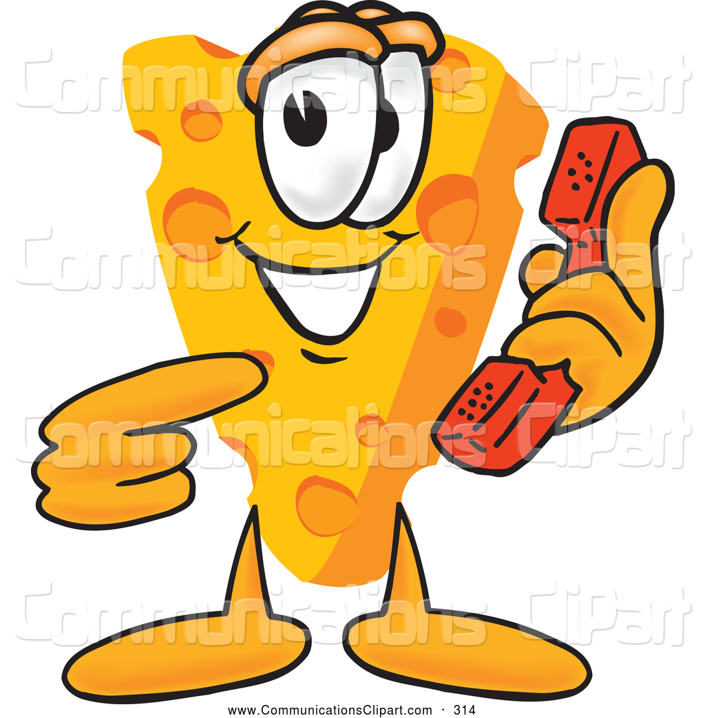 Communication Clipart Of A Happy Wedge Of Orange Swiss Cheese Mascot    
