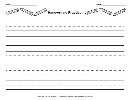 Free Handwriting Practice Paper For Kids   Blank Pdf Templates