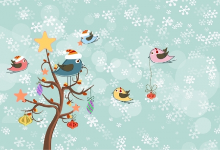 Home   Seasonal   Winter Vector Christmas Illustration With Birds
