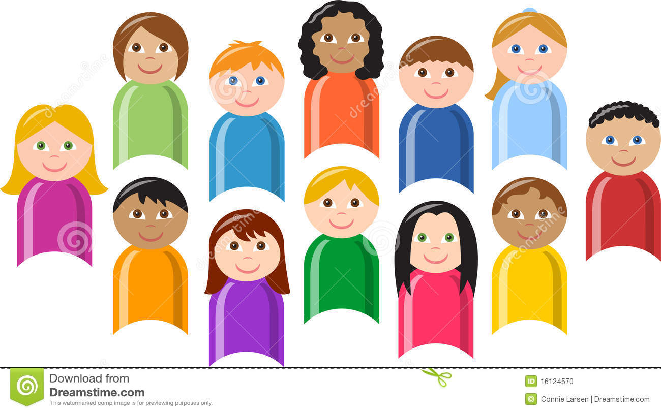Illustration Of A Large Group Of Colorfully Dressed Ethnically