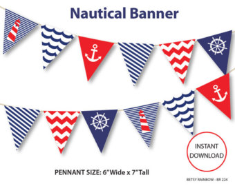 Nautical Banner Printable Banner Nautical Diy Party Navy Blue