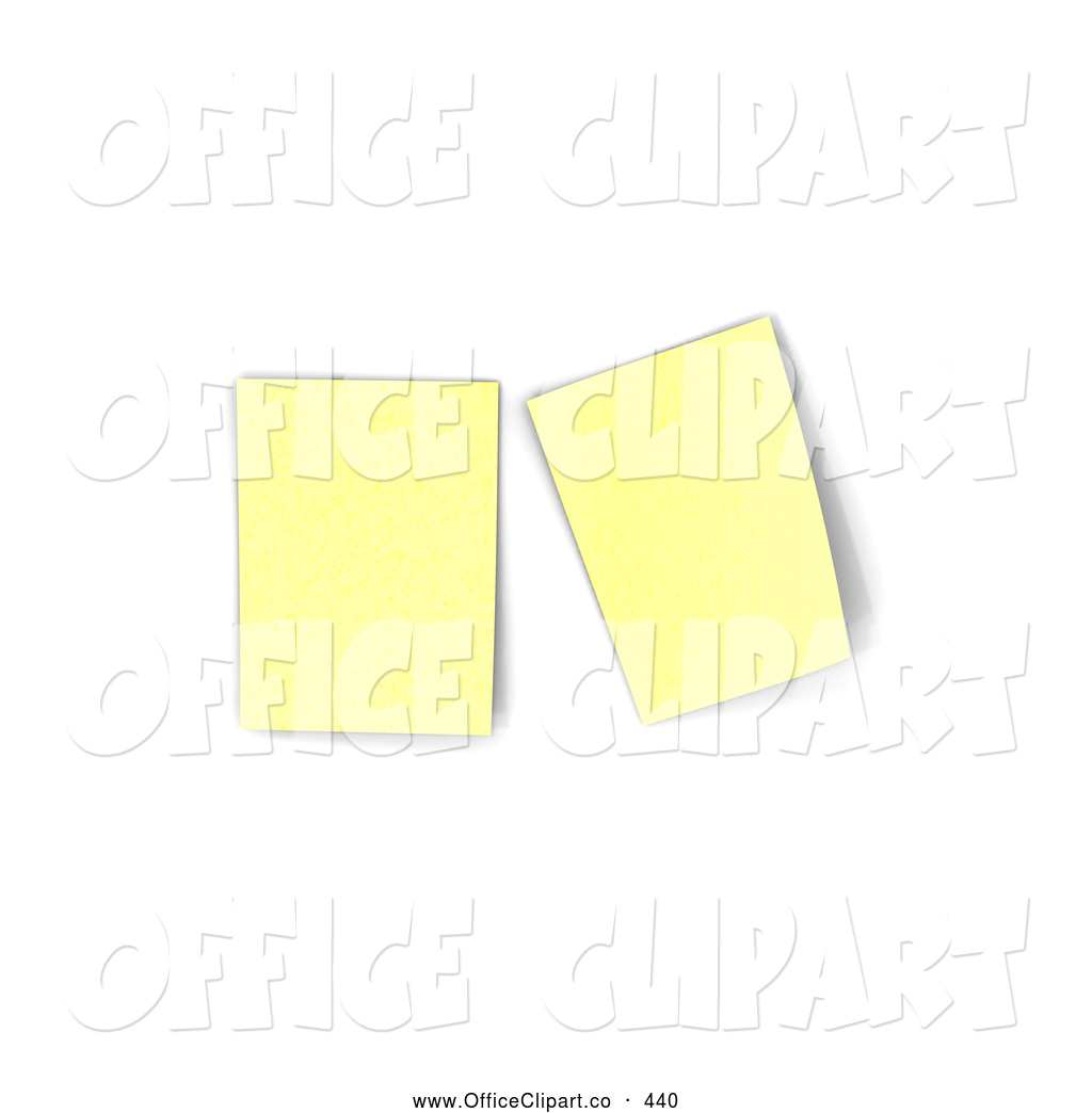 Of Two Blank Yellow Office Sticky Notes Posted On A Bulletin Board